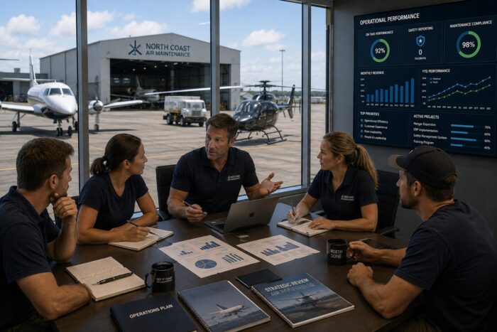 Aviation business consulting helping aviation leadership team